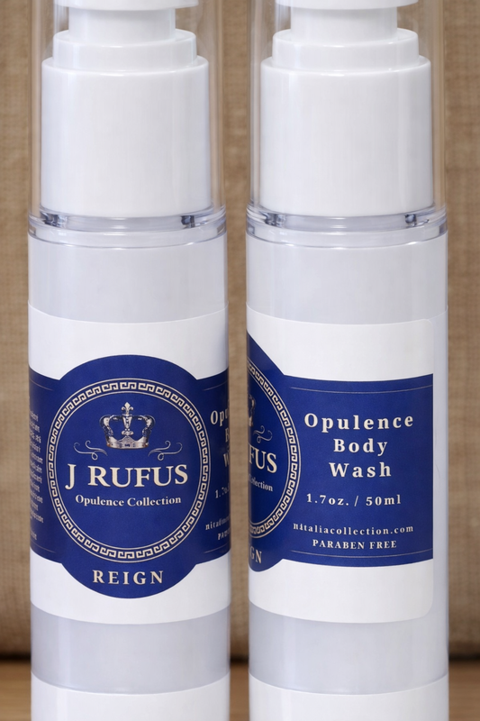 J RUFUS REIGN OPULENCE BODY WASH w/POUF FOR EXTRA LATHERING- YOU SMELL ROYAL